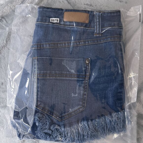 Elan Denim Jeans Shorts Distressed Stretch Mid Rise Women's Blue Size Small - Picture 8 of 8